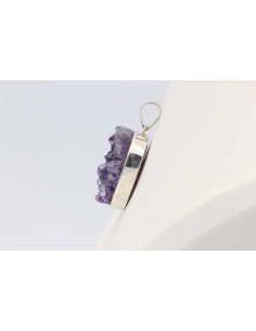 Pendentif contemporain en argent 925 serti d'améthyste-The Vintage Workshop