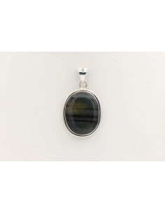 Pendentif contemporain en argent 925 serti d'œil de taureau-The Vintage Workshop