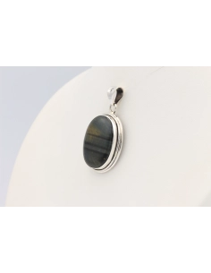 Pendentif contemporain en argent 925 serti d'œil de taureau-The Vintage Workshop