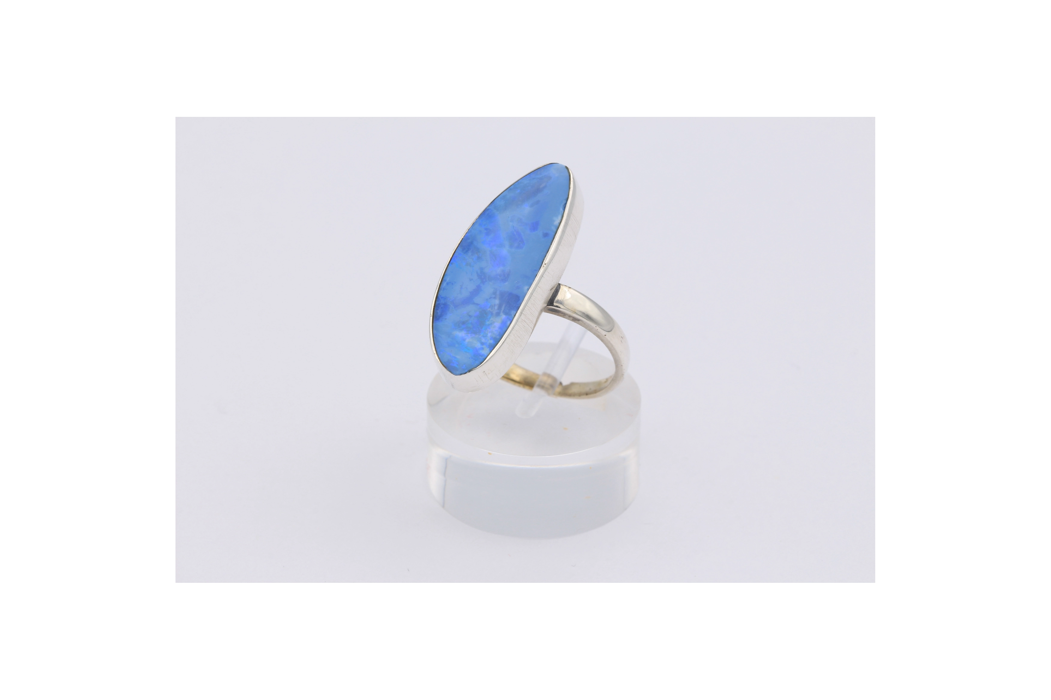 Bague contemporaine en argent 925 sertie d'opale - - 2