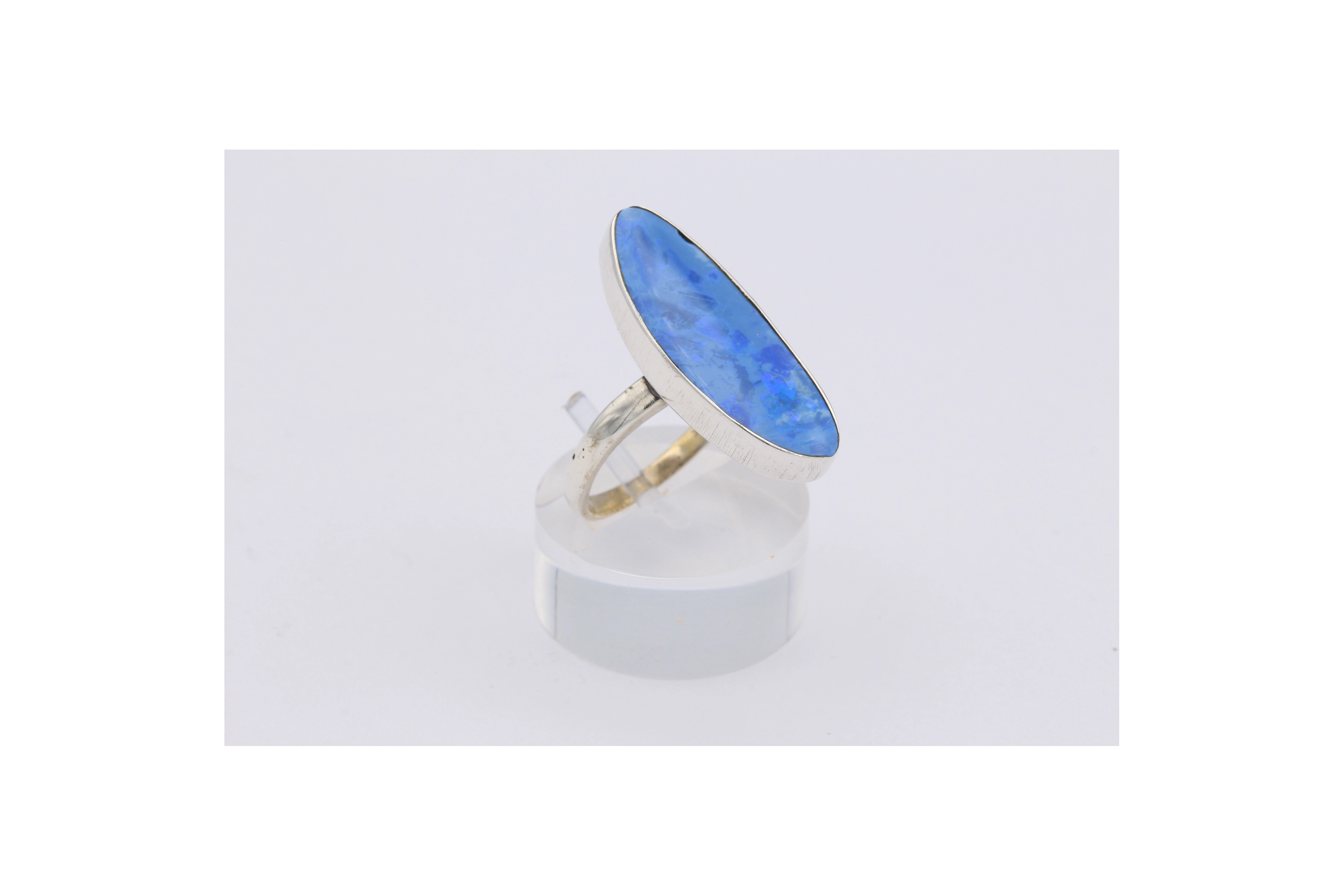 Bague contemporaine en argent 925 sertie d'opale - - 6