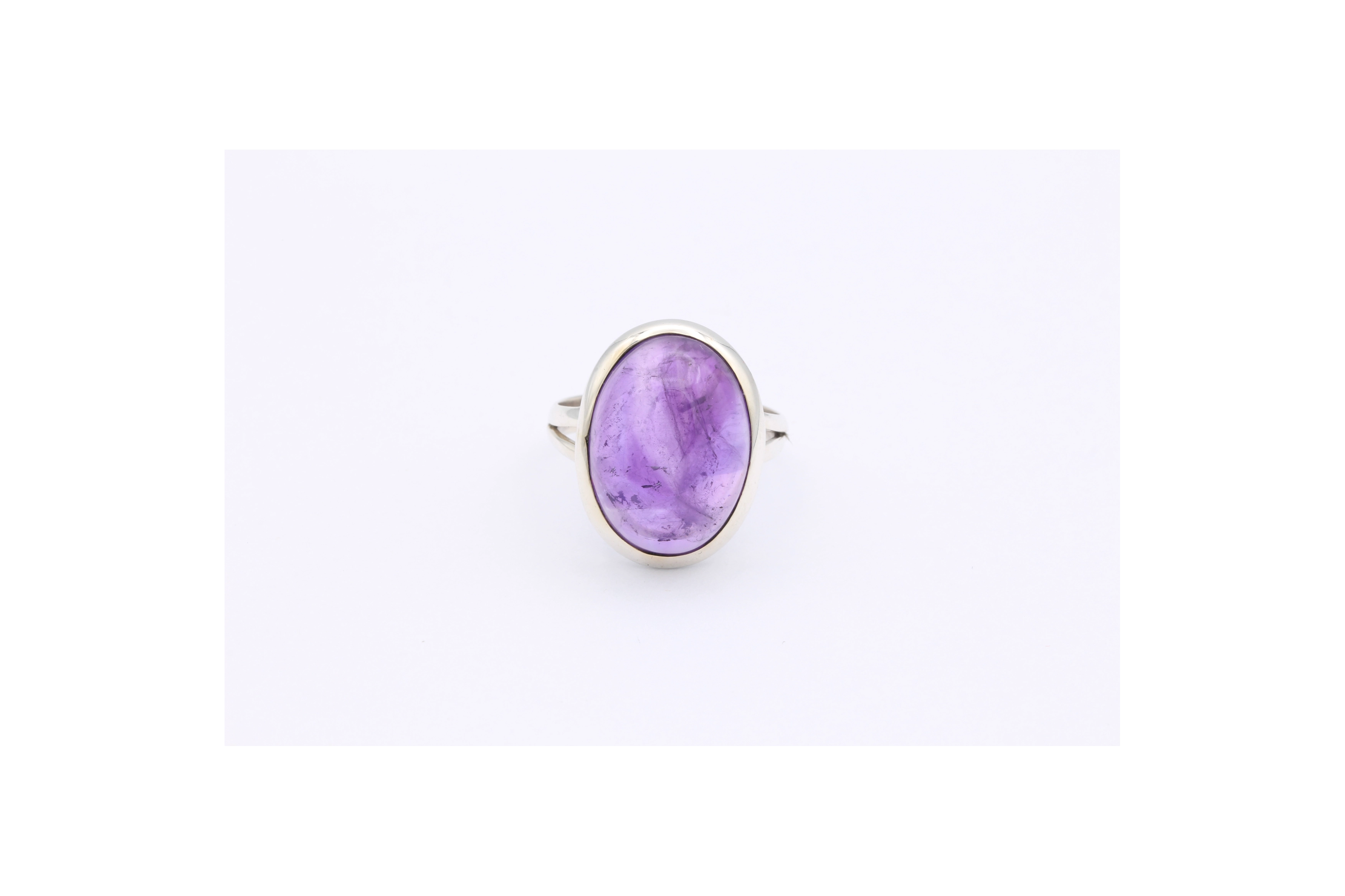 Bague contemporaine en argent 925 sertie d'améthyste - - 1