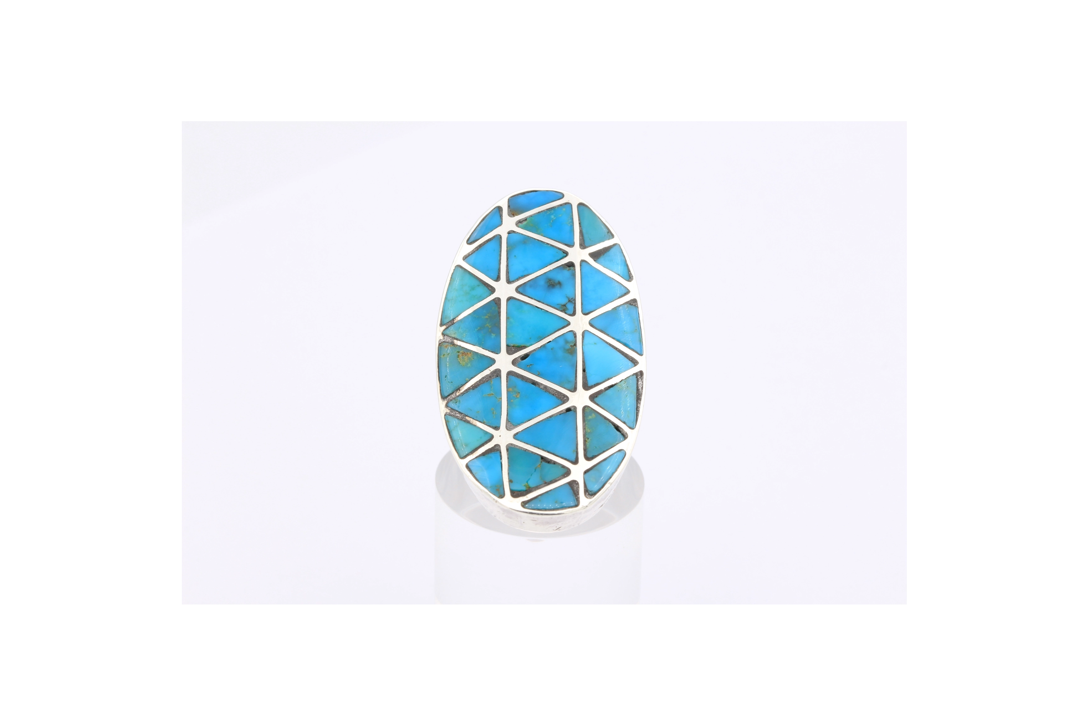 Bague contemporaine en argent 925 sertie de turquoise-The Vintage Workshop