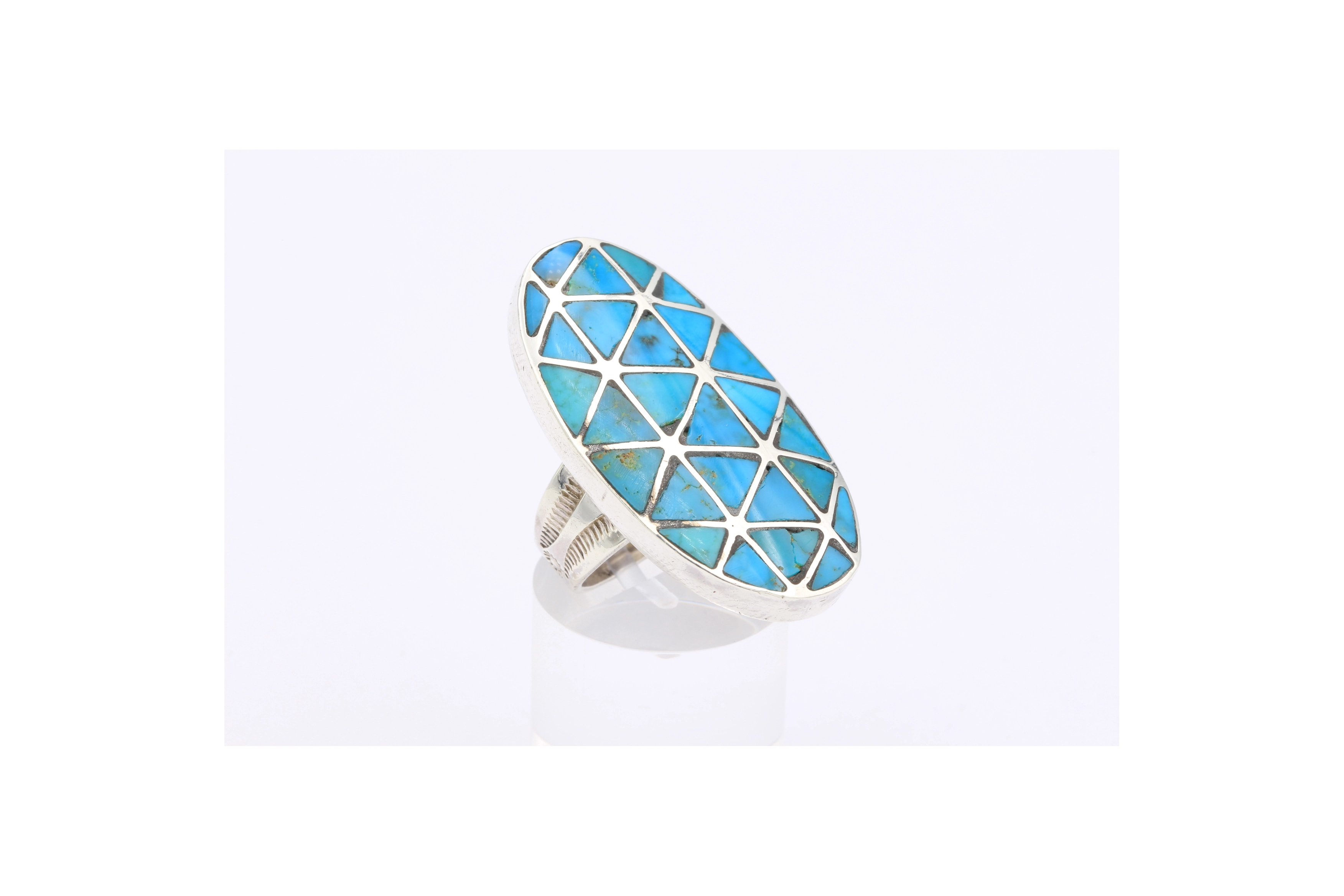 Bague contemporaine en argent 925 sertie de turquoise-The Vintage Workshop