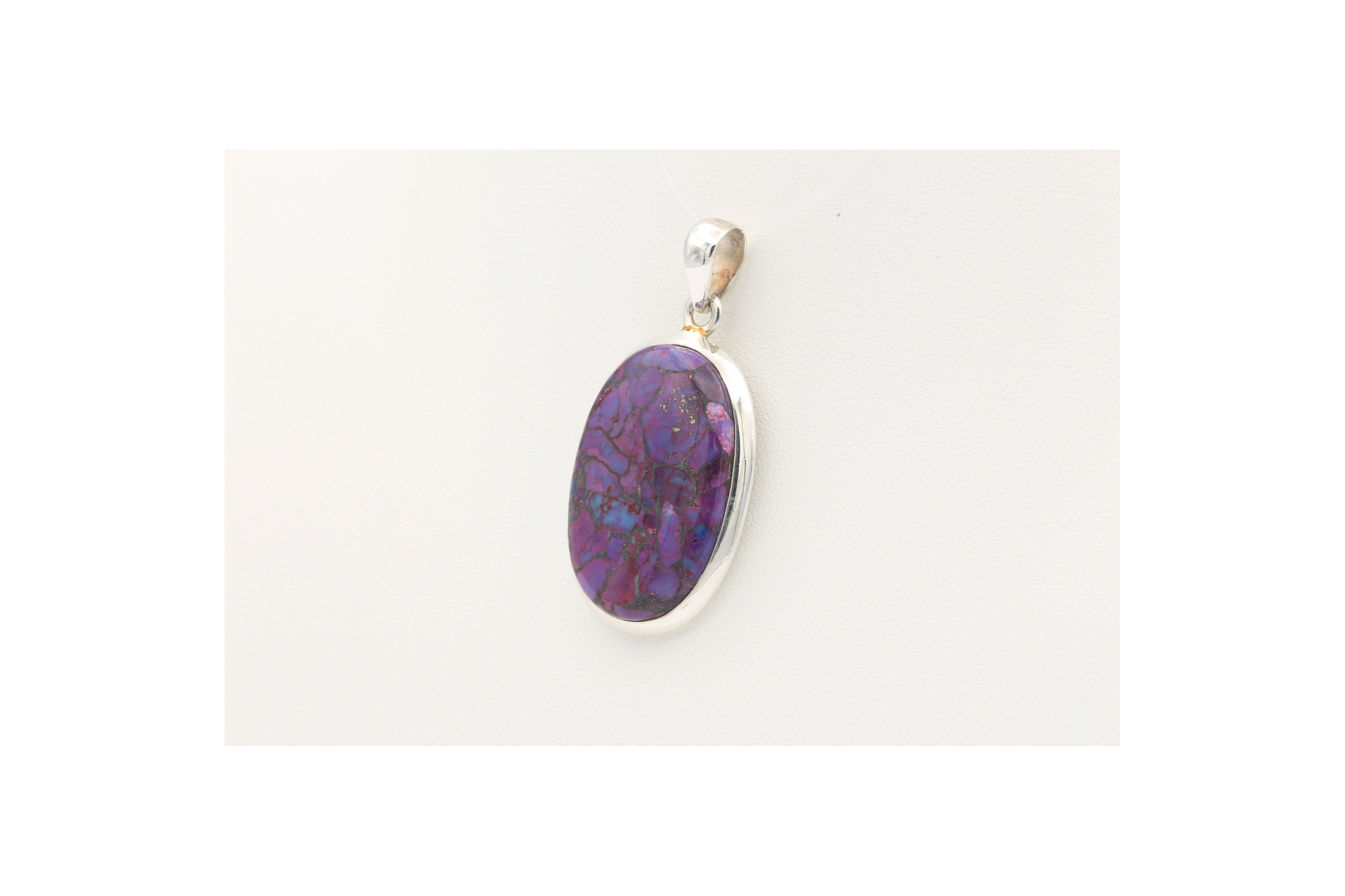 Pendentif contemporain en argent 925 serti de turquoise mohave - - 2