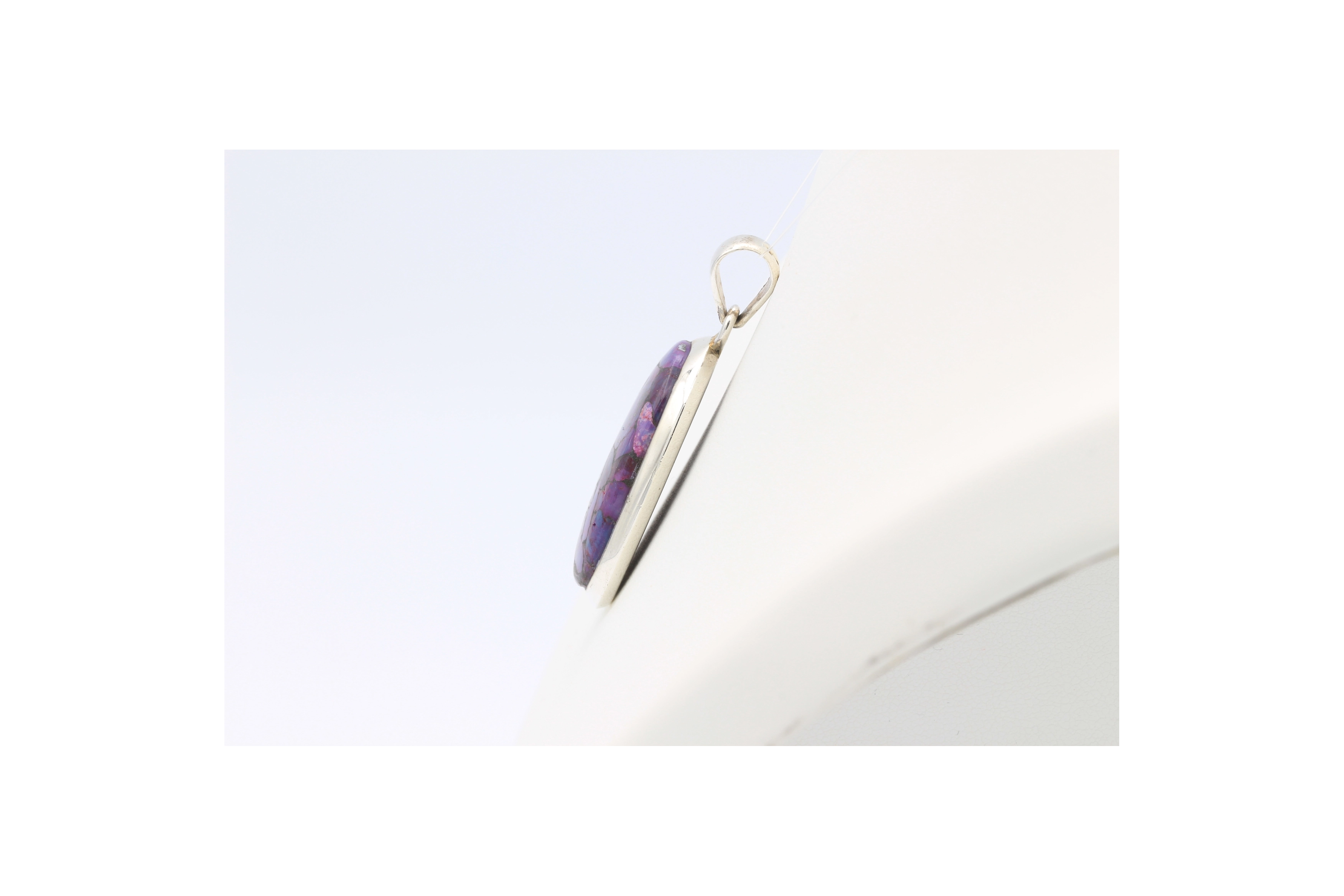 Pendentif contemporain en argent 925 serti de turquoise mohave - - 3