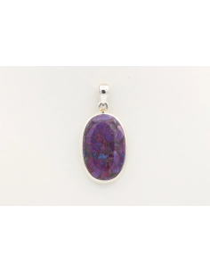 Pendentif contemporain en argent 925 serti de turquoise mohave - - 1