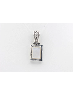 Pendentif contemporain en argent 925 serti de nacre-The Vintage Workshop
