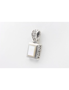 Pendentif contemporain en argent 925 serti de nacre-The Vintage Workshop