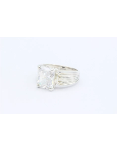 Bague contemporaine en argent 925 sertie de zirconium-The Vintage Workshop