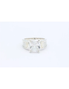 Bague contemporaine en argent 925 sertie de zirconium-The Vintage Workshop