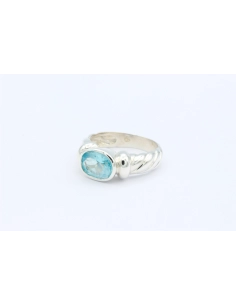 Bague contemporaine en argent 925 sertie de topaze - - 2