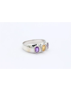 Bague contemporaine en argent 925 sertie d'améthyste et de citrine-The Vintage Workshop