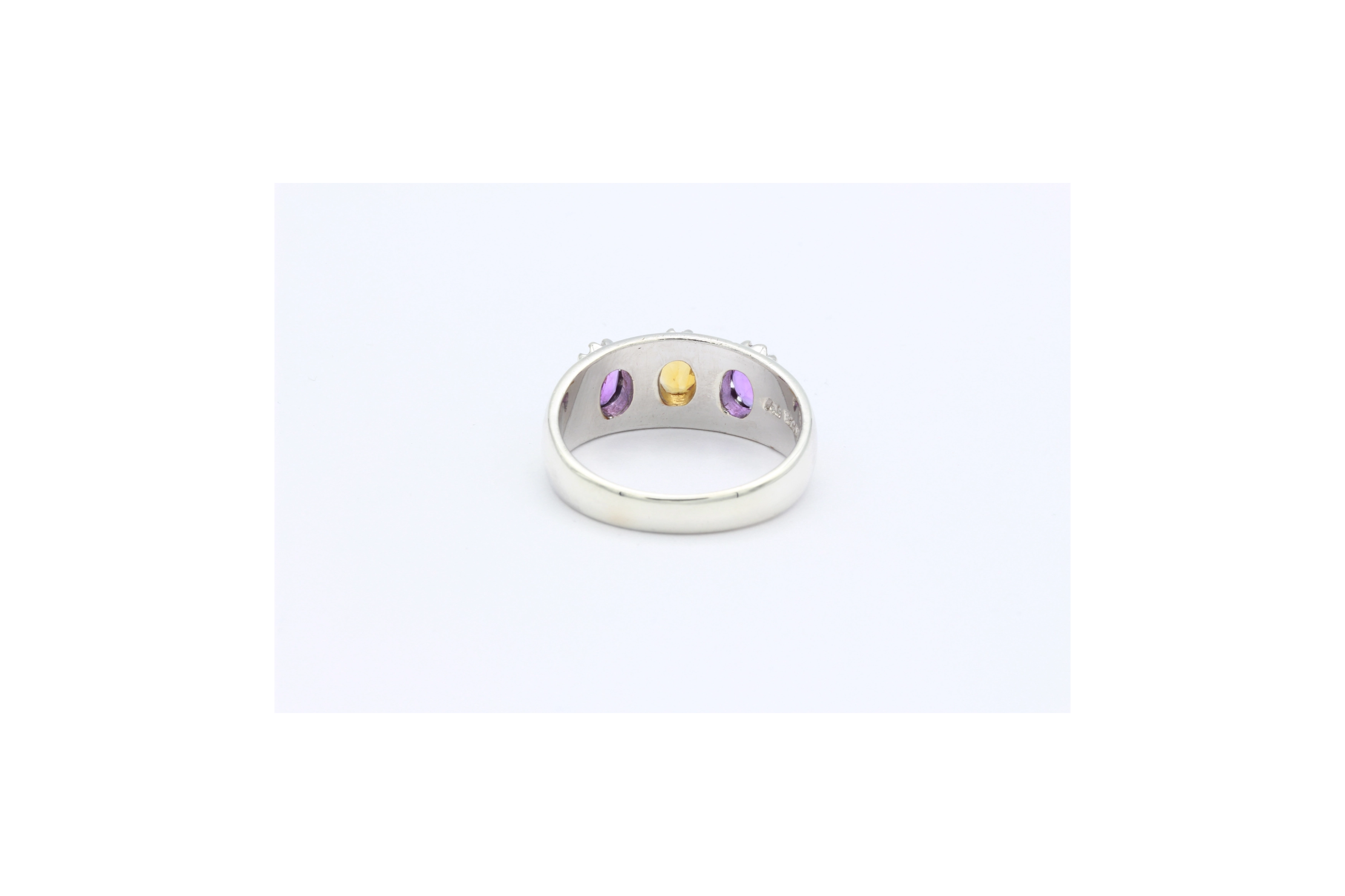 Bague contemporaine en argent 925 sertie d'améthyste et de citrine-The Vintage Workshop