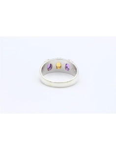 Bague contemporaine en argent 925 sertie d'améthyste et de citrine-The Vintage Workshop