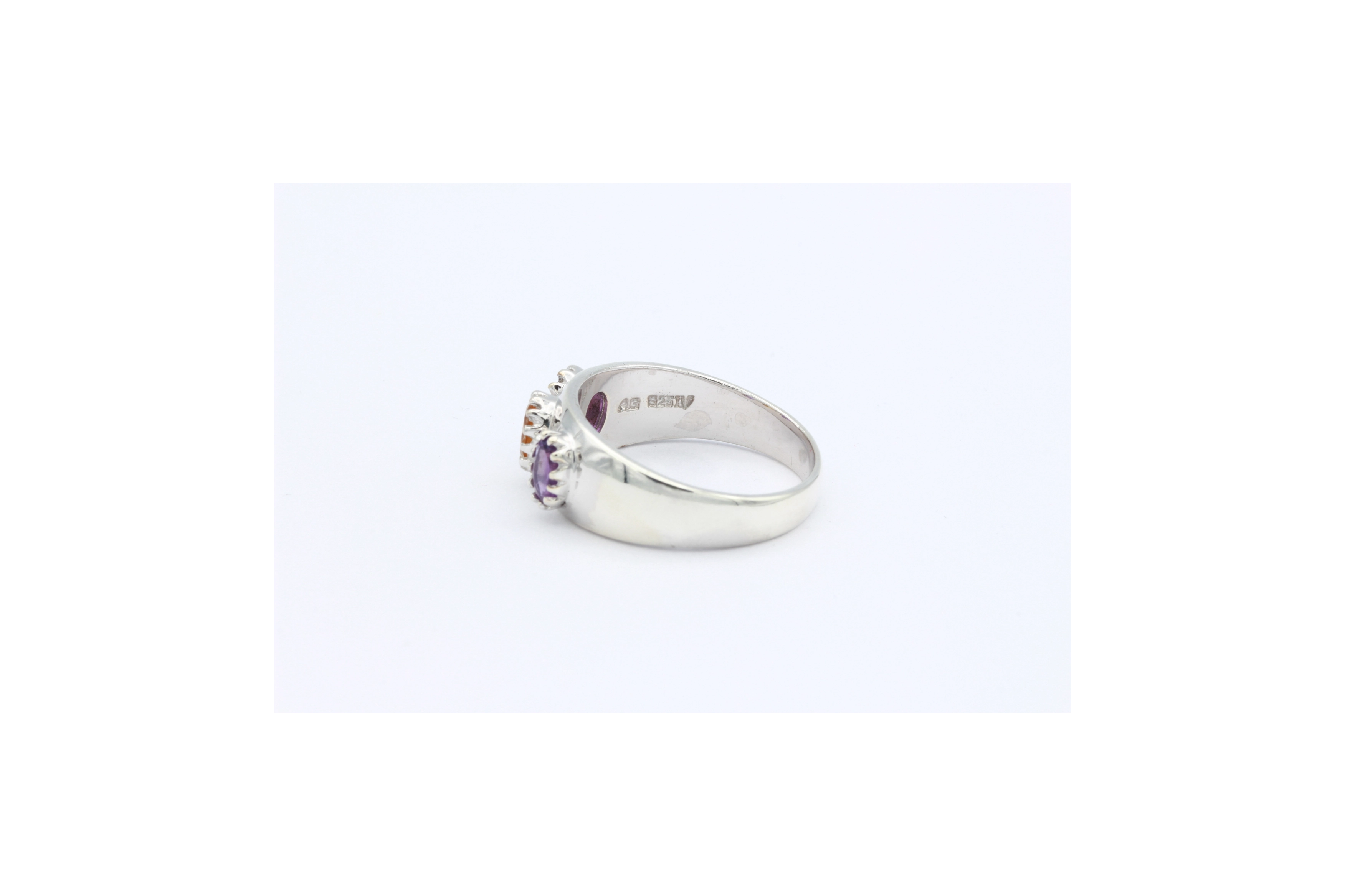 Bague contemporaine en argent 925 sertie d'améthyste et de citrine-The Vintage Workshop