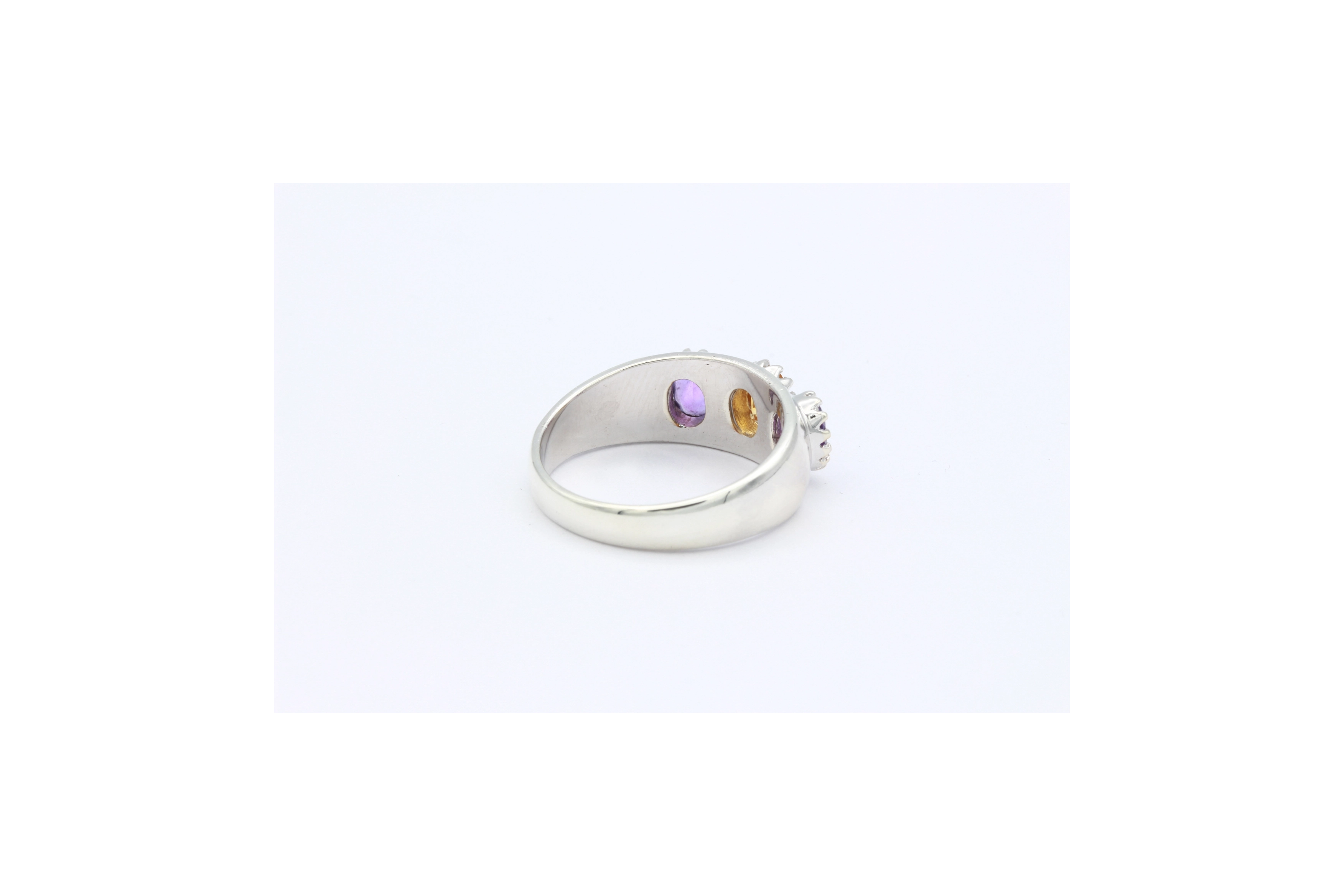 Bague contemporaine en argent 925 sertie d'améthyste et de citrine-The Vintage Workshop