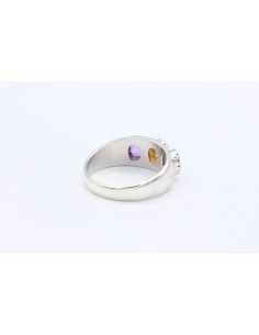 Bague contemporaine en argent 925 sertie d'améthyste et de citrine-The Vintage Workshop