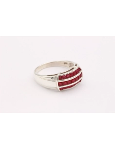Bague contemporaine en argent 925 sertie de rubis - - 6