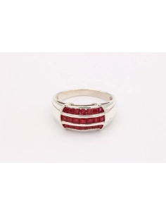 Bague contemporaine en argent 925 sertie de rubis - - 1