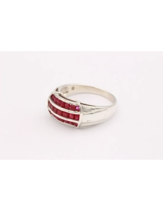 Bague contemporaine en argent 925 sertie de rubis - - 2