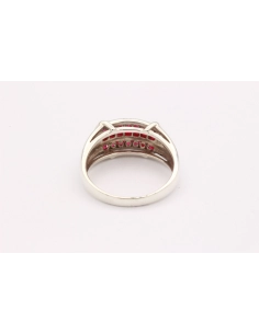 Bague contemporaine en argent 925 sertie de rubis - - 3