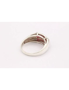 Bague contemporaine en argent 925 sertie de rubis - - 5