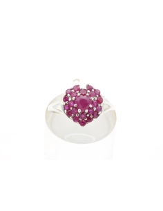Bague contemporaine en argent 925 sertie de rubis - - 1