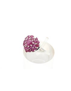 Bague contemporaine en argent 925 sertie de rubis - - 2