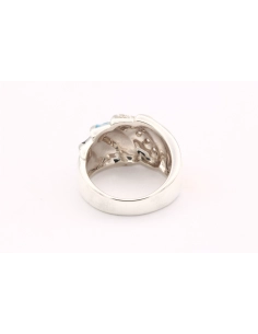 Bague contemporaine en argent 925 et émail sertie de zirconium-The Vintage Workshop