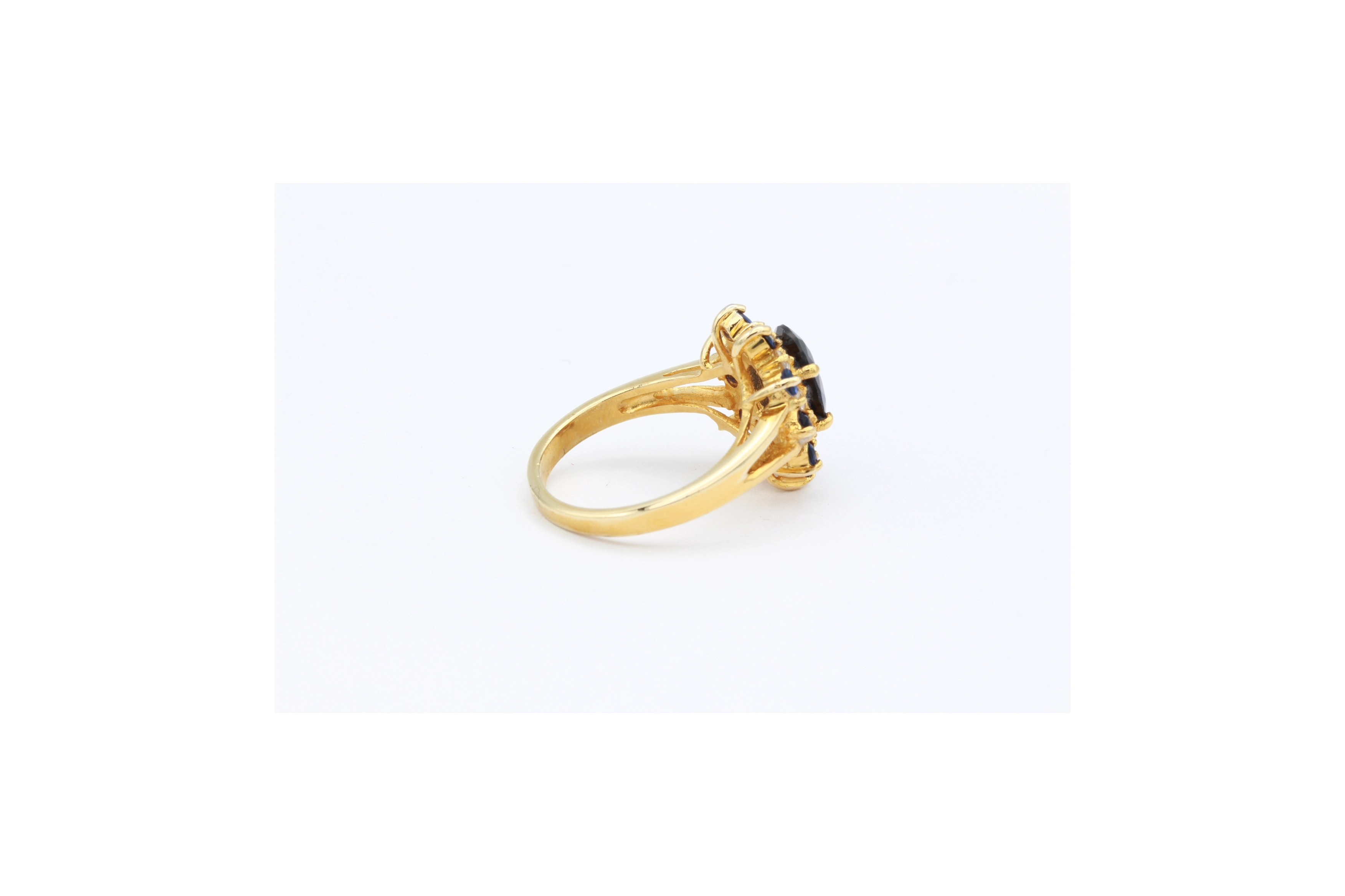 Bague "panier" contemporaine en vermeil (argent 925) sertie de saphirs de synthèse et de zirconium - - 5