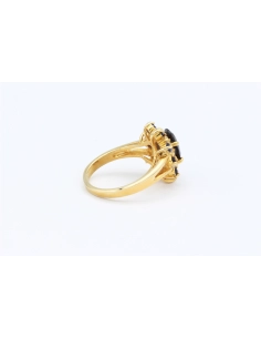 Bague "panier" contemporaine en vermeil (argent 925) sertie de saphirs de synthèse et de zirconium - - 5