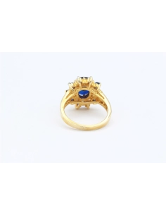 Bague "panier" contemporaine en vermeil (argent 925) sertie de saphirs de synthèse et de zirconium - - 4