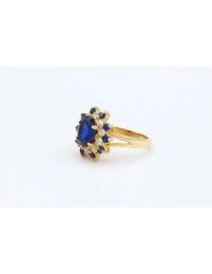 Bague "panier" contemporaine en vermeil (argent 925) sertie de saphirs de synthèse et de zirconium - - 2