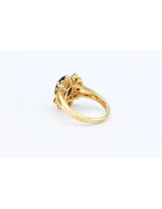 Bague "panier" contemporaine en vermeil (argent 925) sertie de saphirs de synthèse et de zirconium - - 3