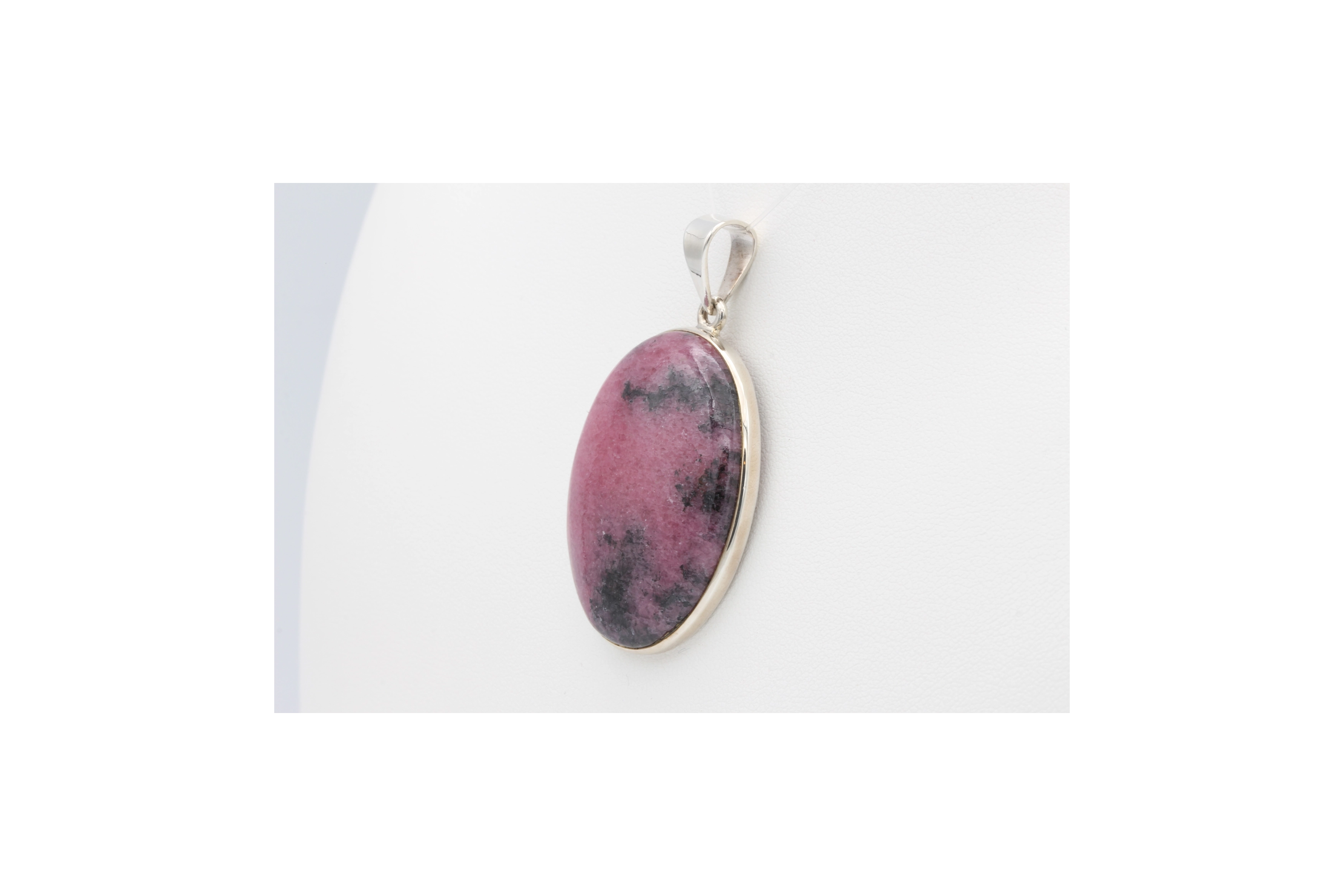 Pendentif contemporain en argent 925 serti de rhodonite - - 2