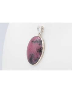 Pendentif contemporain en argent 925 serti de rhodonite - - 2