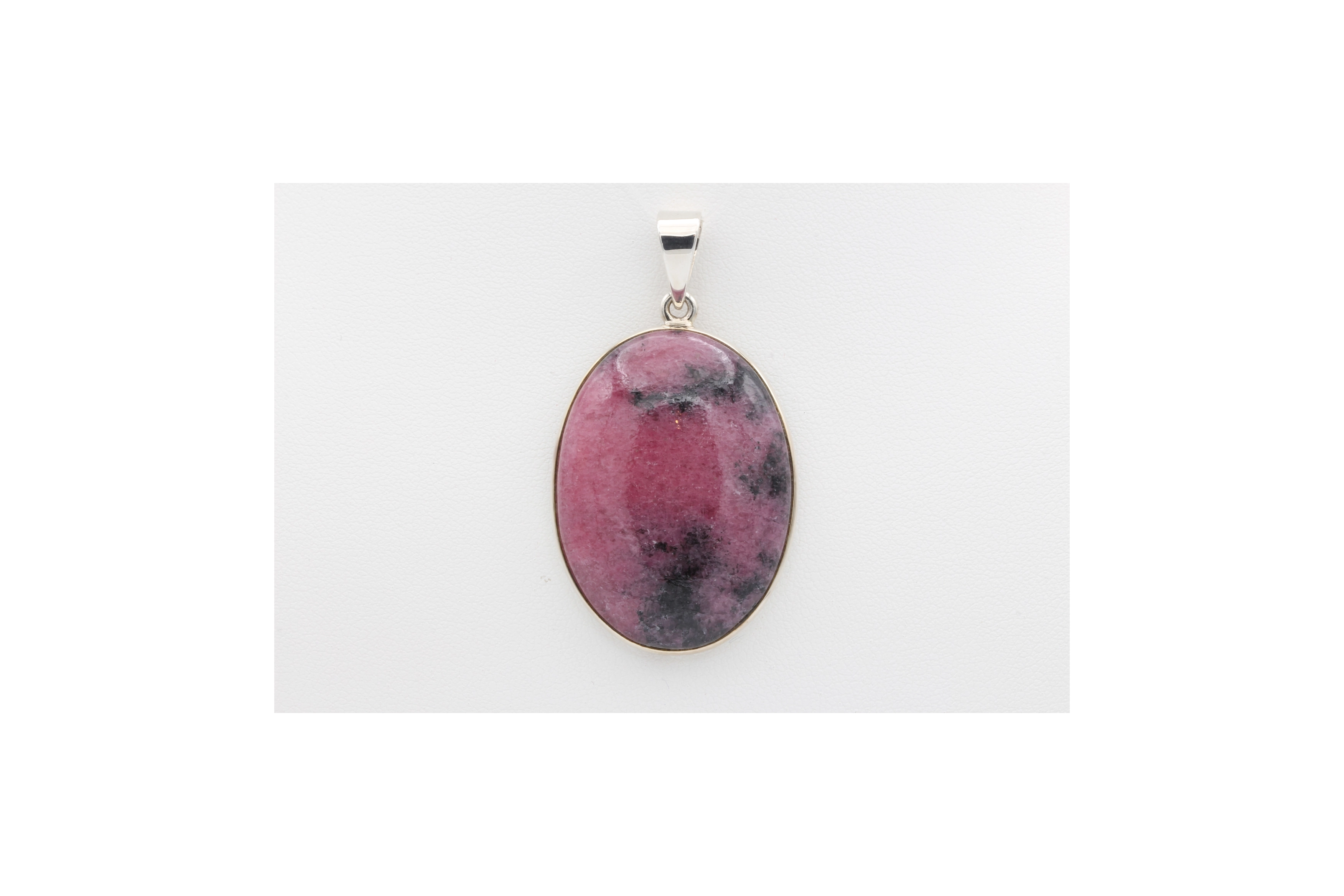 Pendentif contemporain en argent 925 serti de rhodonite - - 1