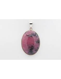 Pendentif contemporain en argent 925 serti de rhodonite - - 1