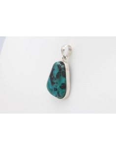 Pendentif contemporain en argent 925 serti de chrysocolle-The Vintage Workshop