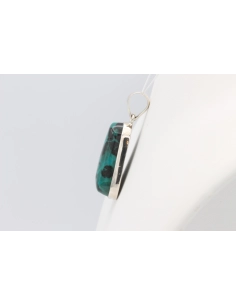 Pendentif contemporain en argent 925 serti de chrysocolle-The Vintage Workshop