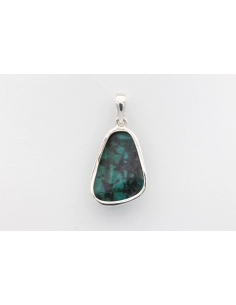 Pendentif contemporain en argent 925 serti de chrysocolle-The Vintage Workshop