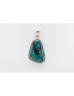 Pendentif contemporain en argent 925 serti de chrysocolle-The Vintage Workshop