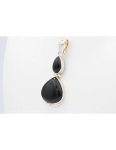 Pendentif contemporain en argent 925 serti d'onyx-The Vintage Workshop