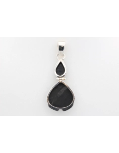 Pendentif contemporain en argent 925 serti d'onyx-The Vintage Workshop