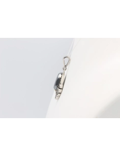 Pendentif Art Déco en argent serti d'hématite et de marcassite-The Vintage Workshop