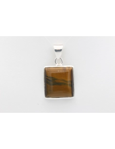 Pendentif contemporain en argent 925 serti d'œil de tigre-The Vintage Workshop