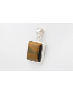 Pendentif contemporain en argent 925 serti d'œil de tigre-The Vintage Workshop