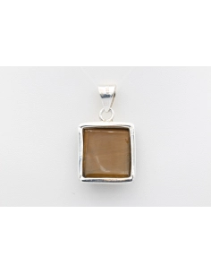 Pendentif contemporain en argent 925 serti d'œil de tigre-The Vintage Workshop