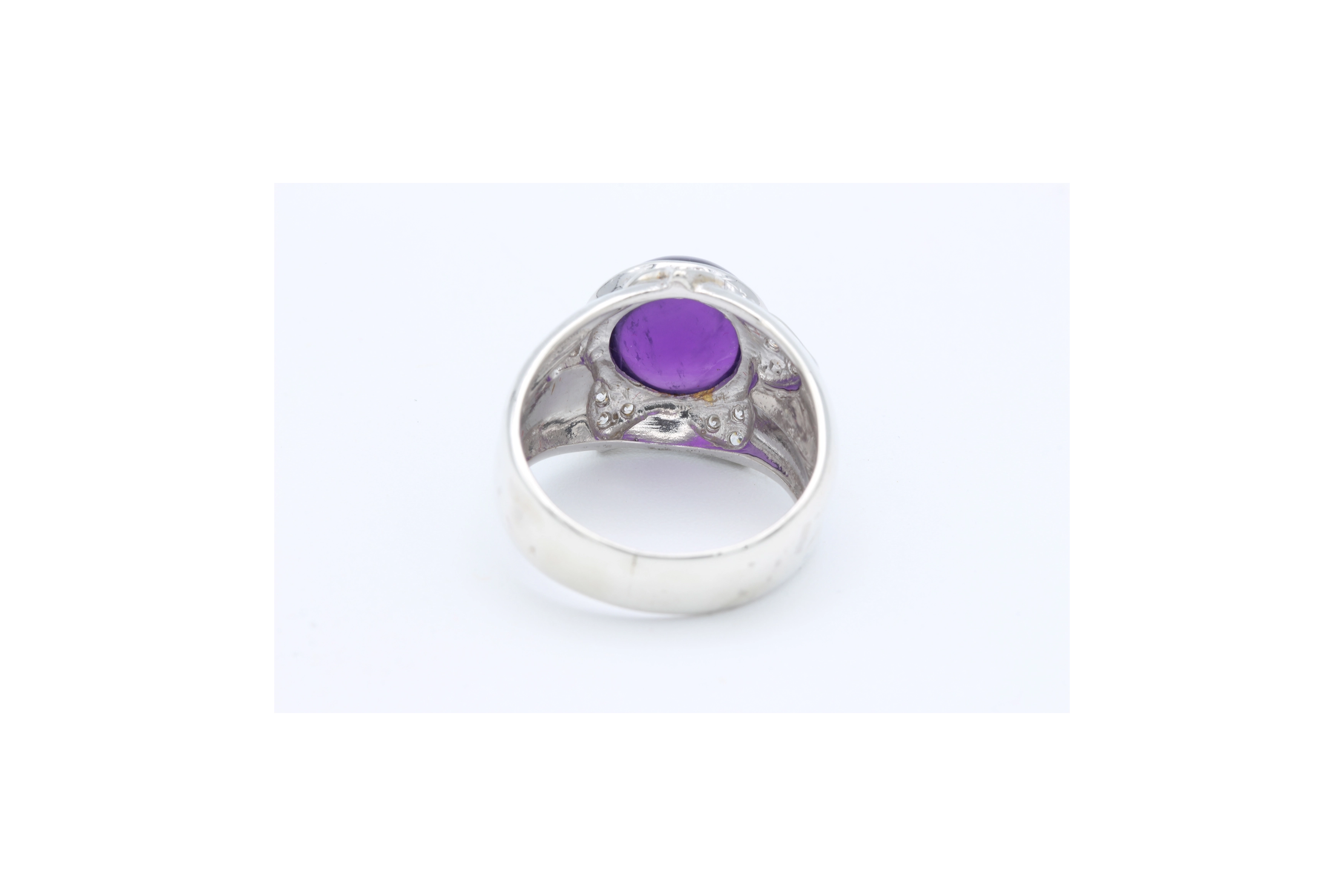 Bague contemporaine en argent 925 sertie d'améthyste et de zirconium - 4